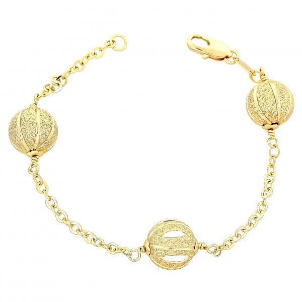 Pulsera Elegante 03.63.1173.07 Oro Laminado, Diseño de Bola, Cepillado, Dorado