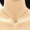 Collares con Dije 04.156.0351.20 Oro Laminado, Diseño de Corazon, con Micro Pave Blanca, Pulido, Dorado