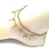 Tobillera de Dije 03.372.0011.10 Oro Laminado, Diseño de Llave y Candado, Diseño de Llave, con Cristal Blanca, Pulido, Dorado