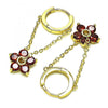 Argolla Huggie 02.210.0715.1.12 Oro Laminado, Diseño de Flor, con Zirconia Cubica Granate, Pulido, Dorado