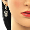 Juego de Arete y Dije de Adulto 10.210.0116.1 Oro Laminado, Diseño de Nina Pequena, con Zirconia Cubica Multicolor, Pulido, Dorado