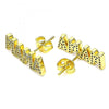 Arete Dormilona 02.341.0071 Oro Laminado, Diseño de Mama, con Micro Pave Blanca, Pulido, Dorado