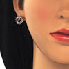 Juego de Arete y Dije de Adulto 10.316.0015.2 Oro Laminado, Diseño de Corazon, con Zirconia Cubica Multicolor, Pulido, Dorado