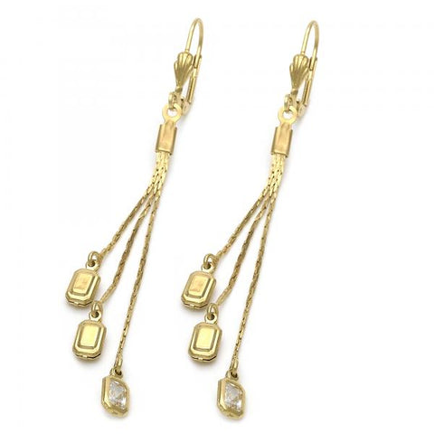 Arete Largo 5.098.002 Oro Laminado, con Cristal Blanca, Pulido, Dorado