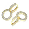 Argolla Huggie 02.284.0031.15 Oro Laminado, con Micro Pave Blanca, Pulido, Dorado