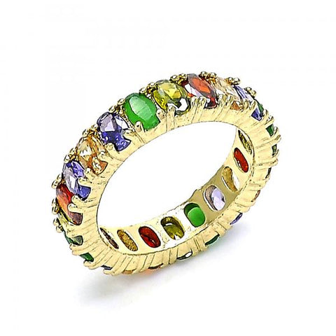 Anillo Multi Piedra 01.210.0137.07 Oro Laminado, con Zirconia Cubica Multicolor, Pulido, Dorado
