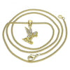 Collares con Dije 04.156.0445.20 Oro Laminado, Diseño de Angel, con Micro Pave Blanca, Pulido, Dorado