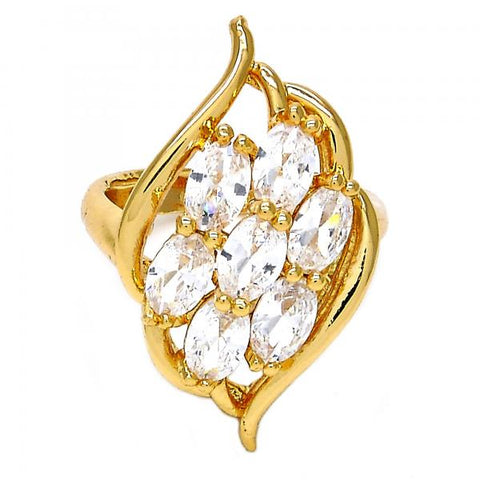Anillo Multi Piedra 01.210.0017.07 Oro Laminado, con Zirconia Cubica Blanca, Pulido, Dorado