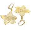 Arete Colgante 61.012 Oro Laminado, Diseño de Flor, Pulido, Dorado