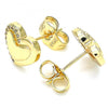 Arete Dormilona 02.156.0495 Oro Laminado, Diseño de Corazon, con Micro Pave Blanca, Pulido, Dorado