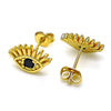 Arete Dormilona 02.341.0028.1 Oro Laminado, Diseño de Ojo Griego, con Zirconia Cubica Negro, Pulido, Dorado