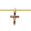 Collares con Dije 04.284.0015.1.22 Oro Laminado, Diseño de Cruz, con Zirconia Cubica Granate, Pulido, Dorado