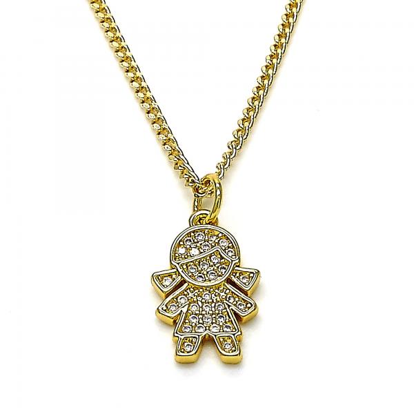 Collares con Dije 04.341.0022.1.20 Oro Laminado, Diseño de Nina Pequena, con Micro Pave Blanca, Pulido, Dorado