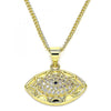 Collares con Dije 04.156.0399.20 Oro Laminado, Diseño de Ojo Griego, con Micro Pave Zafiro Azul y Blanca, Pulido, Dorado
