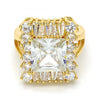 Anillo Multi Piedra 01.205.0012.4.07 Oro Laminado, con Zirconia Cubica Blanca, Pulido, Dorado
