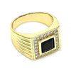 Anillo de Hombre 01.266.0049.2.11 Oro Laminado, con Zirconia Cubica Negro y Micro PaveBlanca, Pulido, Dorado