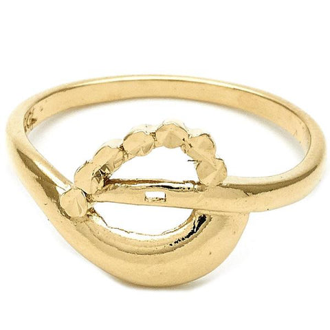Anillo Elegante 01.63.0570.09 Oro Laminado, Diseño de Corazon, Diamantado, Dorado