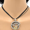 Collar y Arete 06.59.0110 Oro Laminado, Diseño de Espiral y Oja, Diseño de Espiral, con Cristal Blanca, Pulido, Dos Tonos