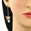 Arete Violador 02.380.0064 Oro Laminado, Diseño de Mariposa, con Cristal Granate y Rosado, Pulido, Dorado