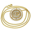 Collares con Dije 04.210.0010.20 Oro Laminado, Diseño de Iniciales, con Zirconia Cubica Blanca, Pulido, Dorado