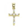 Dije Religioso 05.102.0015 Oro Laminado, Diseño de Cruz, con Zirconia Cubica Blanca, Pulido, Dorado