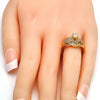 Anillo Multi Piedra 01.199.0003.09.GT Tono Dorado, con Zirconia Cubica Blanca, Pulido, Dorado