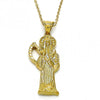 Dije Religioso 05.185.0010 Oro Laminado, Diseño de Santa Muerte, Pulido, Dorado