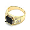 Anillo de Hombre 01.266.0046.2.10 Oro Laminado, con Zirconia Cubica Negro y Micro PaveBlanca, Pulido, Dorado