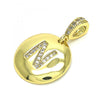 Dije Elegante 05.341.0011 Oro Laminado, Diseño de Iniciales, con Zirconia Cubica Blanca, Pulido, Dorado