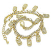 Tobillera de Dije 03.372.0013.10 Oro Laminado, Diseño de Buho y Paperclip, Diseño de Buho, con Cristal Blanca, Pulido, Dorado
