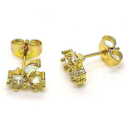 Arete Dormilona 02.210.0772 Oro Laminado, Diseño de Cereza, con Zirconia Cubica Multicolor, Pulido, Dorado