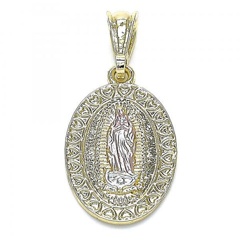 Dije Religioso 05.351.0171.1 Oro Laminado, Diseño de Guadalupe y Corazon, Diseño de Guadalupe, Pulido, Tricolor