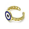 Anillo Elegante 01.213.0019 Oro Laminado, Diseño de Ojo Griego, Esmaltado Azul, Dorado