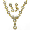 Collar y Arete 06.205.0025 Oro Laminado, Diseño de Gota, con Zirconia Cubica Blanca, Pulido, Dorado