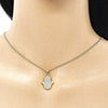 Collares con Dije 04.156.0395.20 Oro Laminado, Diseño de Mano de Dios, con Micro Pave Blanca, Pulido, Dorado