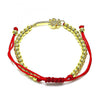 Pulsera Bolo Ajustable 03.193.0009.11 Oro Laminado, Diseño de Palmera y Bola, Diseño de Palmera, con Micro Pave Blanca, Pulido, Dorado