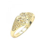 Anillo Elegante 01.63.0558.07 Oro Laminado, Diseño de Corazon, Diamantado, Dorado