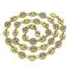 Gargantilla Elegante 04.63.1407.20 Oro Laminado, Diseño de Puff Mariner, con Micro Pave Blanca, Pulido, Dorado