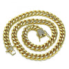 Gargantilla Básica 04.156.0466.16 Oro Laminado, Diseño de Miami Cubana, con Micro Pave Blanca, Pulido, Dorado