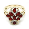Anillo Multi Piedra 01.210.0099.1.08 Oro Laminado, con Zirconia Cubica Rubi y Blanca, Pulido, Dorado