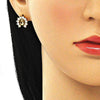 Arete Dormilona 02.387.0026 Oro Laminado, Diseño de Pavo Real, con Zirconia Cubica Blanca, Pulido, Dorado