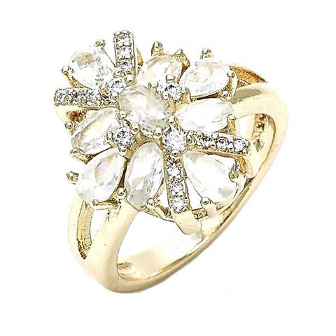Anillo Multi Piedra 01.210.0099.06 Oro Laminado, con Zirconia Cubica Blanca, Pulido, Dorado
