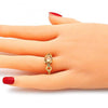 Anillo Multi Piedra 01.284.0053.1.06 Oro Laminado, con Zirconia Cubica Chanpan Oscuro y Blanca, Pulido, Dorado