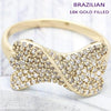 Anillo Multi Piedra 01.122.0010.07 Oro Laminado, Diseño de Arco, con Zirconia Cubica Blanca, Pulido, Dorado