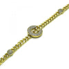 Pulsera Elegante 03.403.0001.07 Oro Laminado, Diseño de Miami Cubana y Candado, Diseño de Miami Cubana, con Micro Pave Blanca, Pulido, Dorado