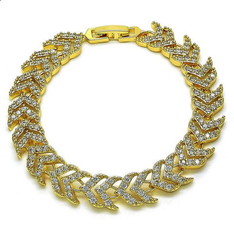 Pulsera Elegante 03.346.0025 Oro Laminado, con Micro Pave Blanca, Pulido,