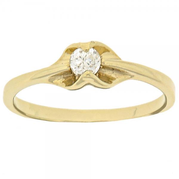Anillo Multi Piedra 5.166.027.08 Oro Laminado, Diseño de Solitario, con Zirconia Cubica Blanca, Pulido, Dorado