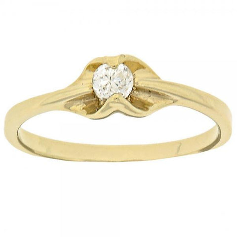 Anillo Multi Piedra 5.166.027.08 Oro Laminado, Diseño de Solitario, con Zirconia Cubica Blanca, Pulido, Dorado