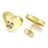 Arete Dormilona 02.156.0524.1 Oro Laminado, Diseño de Corazon, con Micro Pave Granate y Blanca, Pulido, Dorado