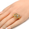 Anillo Multi Piedra 01.241.0025.07 Oro Laminado, Diseño de Flor, con Cristal Blanca, Pulido, Dorado